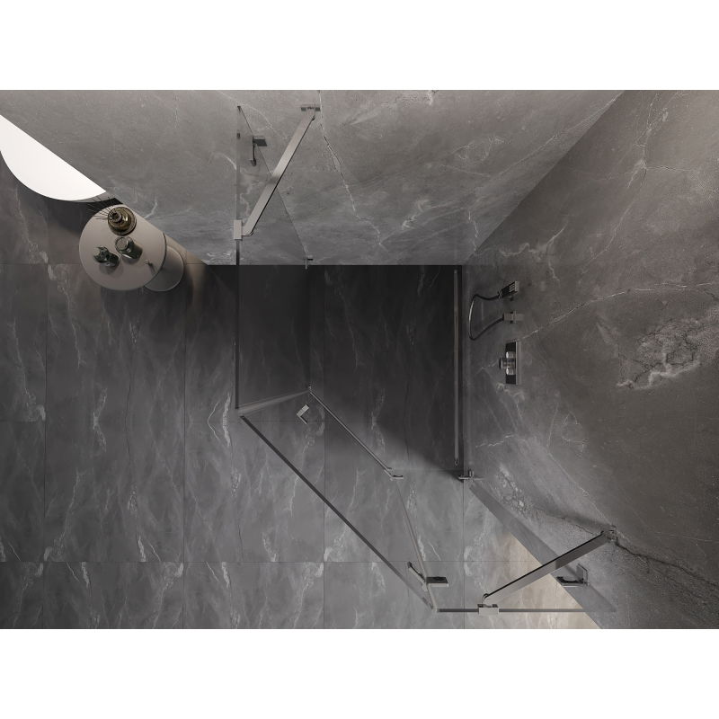 Mexen Lunar Pentagonal Right Hinged Shower Enclosure 90 x 100 cm, Transparent, Chrome - 831-090P-100L-01-00-P