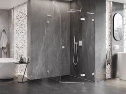 Mexen Lunar L petkotna prha vrata desna 80 x 100 cm, prozorna, bela - 831L-080P-100L-20-00-P