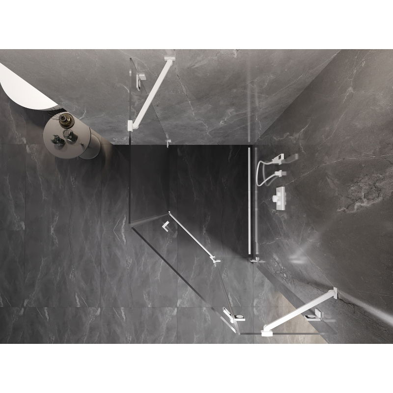 Mexen Lunar cabina doccia pentagonale destra 80 x 90 cm, trasparente, bianca - 831-080P-090L-20-00-P