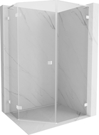 Mexen Lunar L cabine de douche pentagonale pivotante gauche 80 x 90 cm, transparent, blanc - 831L-080L-090P-20-00-L