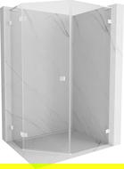 Mexen Lunar L cabine de duche pentagonal com porta de abrir esquerda 80 x 90 cm, transparente, branca - 831L-080L-090P-20-00-L
