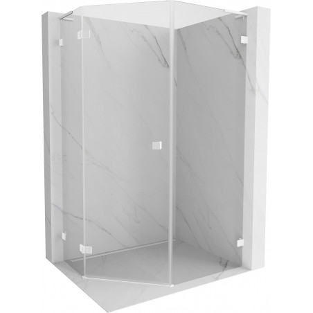 Mexen Lunar L petokutna staklena vrata tuš kabine na lijevoj strani 80 x 100 cm, prozirna, bijela - 831L-080L-100P-20-00-L
