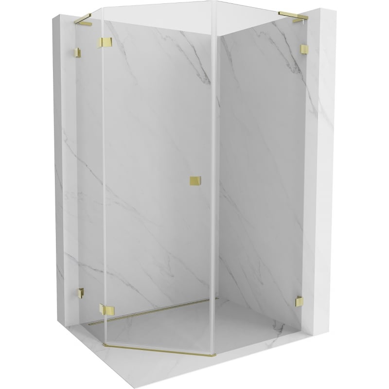 Mexen Lunar L pentagonal hinged left shower cabin 80 x 90 cm, transparent, gold - 831L-080L-090P-50-00-L