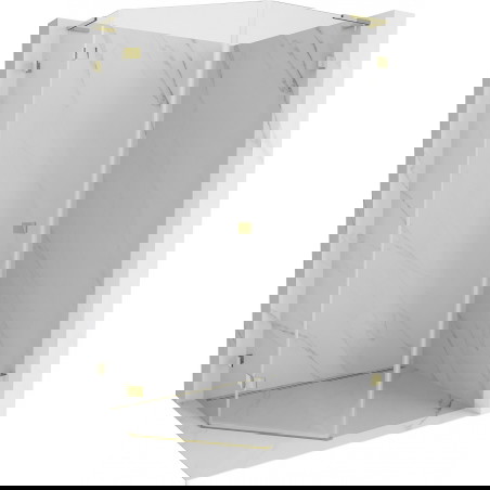 Mexen Lunar L petkotna tuš kabina na tečaju leva 80 x 90 cm, transparentna, zlata - 831L-080L-090P-50-00-L