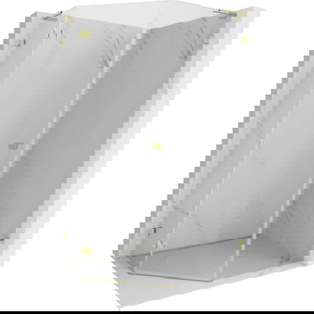 Mexen Lunar L fünfeckige Duschkabine, links öffnend, 90 x 100 cm, transparent, gold - 831L-090L-100P-50-00-L