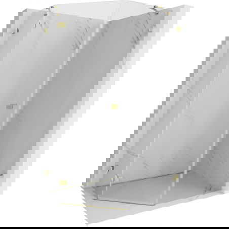Mexen Lunar fünfeckige, links öffnende Duschkabine 80 x 90 cm, transparent, gold - 831-080L-090P-50-00-L