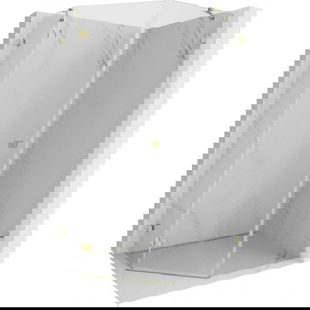 Mexen Lunar petkotni tuš kabina s krilnimi vrati levo 80 x 100 cm, prozorna, zlata - 831-080L-100P-50-00-L