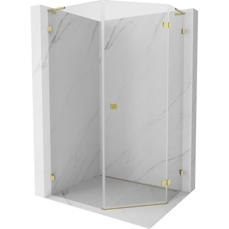 Mexen Lunar L pentagonal right-hinged shower cabin 80 x 100 cm, transparent, gold - 831L-080P-100L-50-00-P