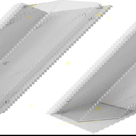 Mexen Lunar L fënnef eck Duschkabin mat riichter Riets Regörper 90 x 100 cm, transparent, gëllt - 831L-090P-100L-50-00-P