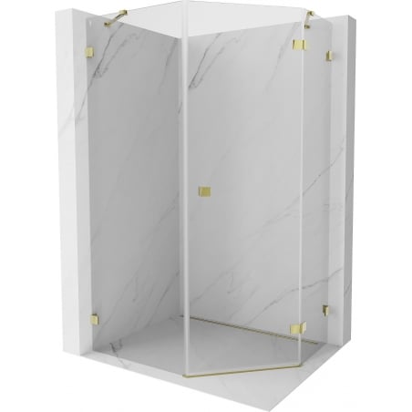 Mexen Lunar pentagonal right-hinged shower enclosure 80 x 90 cm, transparent, gold - 831-080P-090L-50-00-P