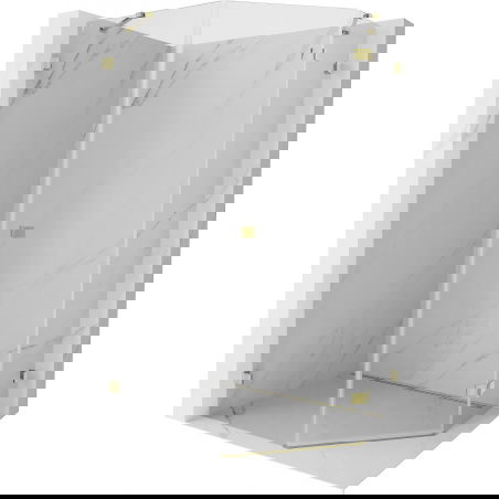 Mexen Lunar Fünfeck-Duschkabine schwenkbar rechts 80 x 100 cm, transparent, gold - 831-080P-100L-50-00-P