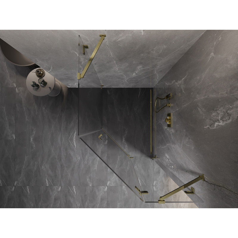 Mexen Lunar pravokutna kutna tuš kabina desna 80 x 100 cm, prozirna, zlatna - 831-080P-100L-50-00-P