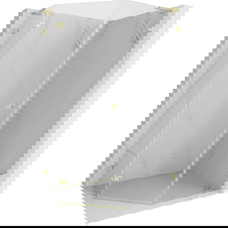 Mexen Lunar L fünfeckige Duschkabine, linke Schwingtür 80 x 100 cm, transparent, gebürstetes Gold - 831L-080L-100P-55-00-L