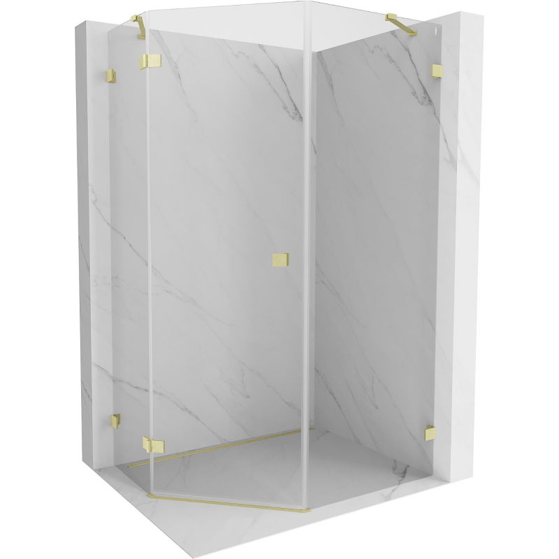 Mexen Lunar vijfkantige schuifdouche links 80 x 100 cm, transparant, goud geborsteld - 831-080L-100P-55-00-L