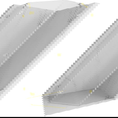 Mexen Lunar fünfeckige Duschkabine, links schwenkbar, 90 x 100 cm, transparent, gold gebürstet - 831-090L-100P-55-00-L