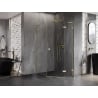 Mexen Lunar L cabine de douche pentagonale pivotante droite 80 x 90 cm, transparent, or brossé - 831L-080P-090L-55-00-P