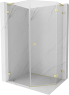 Mexen Lunar L petkotna tuš kabina desna krilna vrata 80 x 100 cm, prozorna, zlata brušena - 831L-080P-100L-55-00-P