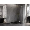 Mexen Lunar L cabine de douche pentagonale battante droite 90 x 100 cm, transparent, or brossé - 831L-090P-100L-55-00-P