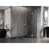 Mexen Lunar L cabine de douche pentagonale battante droite 90 x 100 cm, transparent, or brossé - 831L-090P-100L-55-00-P
