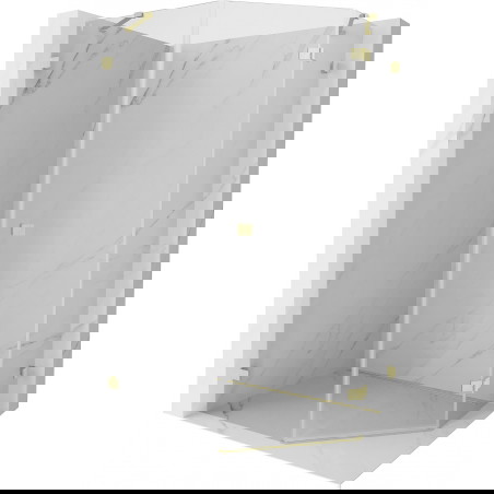 Mexen Lunar Pravokotna tuš kabina s tečajem desna 80 x 90 cm, prozorna, zlato brušena - 831-080P-090L-55-00-P