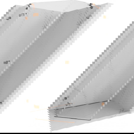 Mexen Lunar petkotna tuš kabina leva z nihajnimi vrati 80 x 90 cm, prozorna, rožnato zlato - 831-080L-090P-60-00-L