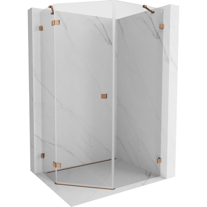 Mexen Lunar Fünfeck-Duschkabine links schwenkbar 80 x 100 cm, transparent, Roségold - 831-080L-100P-60-00-L