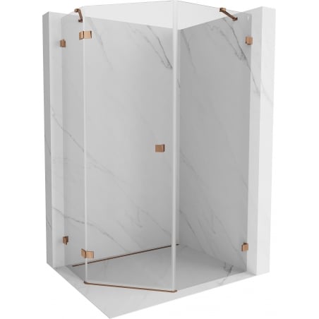 Mexen Lunar pentagon swing shower cabin left 90 x 100 cm, transparent, rose gold - 831-090L-100P-60-00-L