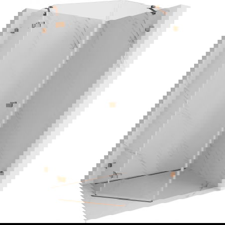 Mexen Lunar petkotna nagibna tuš kabina levo 90 x 100 cm, prozorno, rožnato zlato - 831-090L-100P-60-00-L