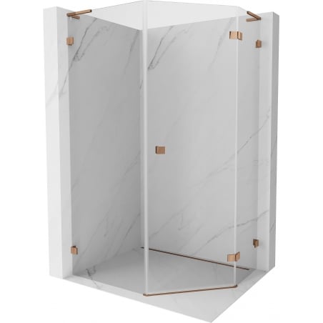 Mexen Lunar L pentagonal right-hinged shower enclosure 80 x 90 cm, transparent, rose gold - 831L-080P-090L-60-00-P