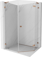 Mexen Lunar L cabine de douche pentagonale pivotante droite 80 x 90 cm, transparent, or rose - 831L-080P-090L-60-00-P