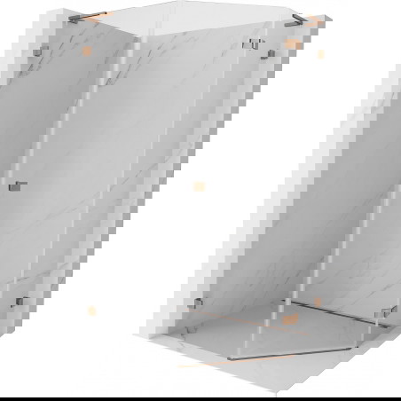 Mexen Lunar L petkotna pravokotna tuš kabina 80 x 100 cm, prozorna, rožnato zlato - 831L-080P-100L-60-00-P