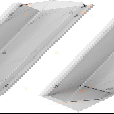 Mexen Lunar L cabine de duche pentagonal de abrir à direita 90 x 100 cm, transparente, ouro rosa - 831L-090P-100L-60-00-P