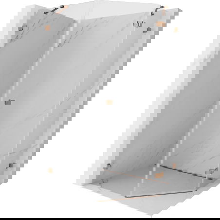Mexen Lunar viisikulmainen oikeakätinen suihkukaappi 80 x 100 cm, läpinäkyvä, ruusukulta - 831-080P-100L-60-00-P