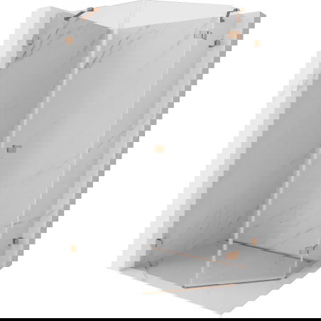 Mexen Lunar petkotna nihajna tuš kabina desna 80 x 90 cm, transparentna, brušeni baker - 831-080P-090L-65-00-P