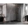 Mexen Lunar cabine de douche pentagonale pivotante droite 80 x 90 cm, transparent, cuivre brossé - 831-080P-090L-65-00-P