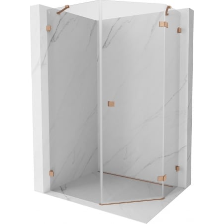 Mexen Lunar pentagonal swing shower cabin right 80 x 100 cm, transparent, brushed copper - 831-080P-100L-65-00-P