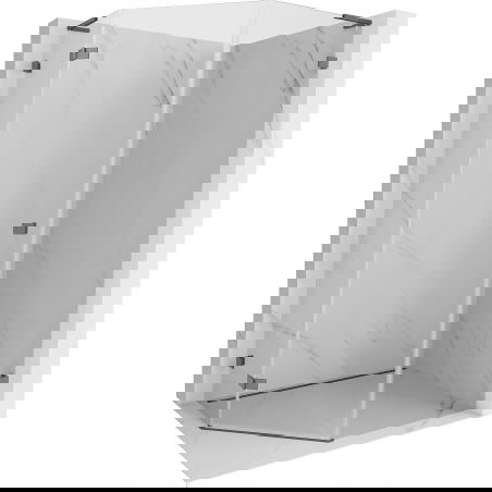 Mexen Lunar L fünfeckige Duschkabine links 80x100 cm, transparent, gebürstetes Gun Gray - 831L-080L-100P-66-00-L
