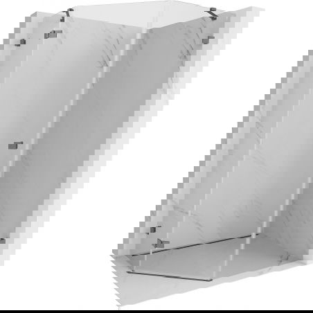 Mexen Lunar cabina doccia pentagonale a battente sinistra 80 x 90 cm, trasparente, grigio canna di fucile spazzolato