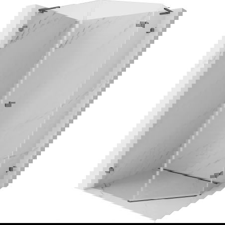 Mexen Lunar L Fünfeck-Duschkabine rechts öffnend 90x100 cm transparent, gebürstet gun gray - 831L-090P-100L-66-00-P