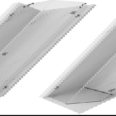 Mexen Lunar Fünfeck-Duschkabine, schwenkbar, rechts, 90 x 100 cm, transparent, Gun Gray gebürstet - 831-090P-100L-66-00-P