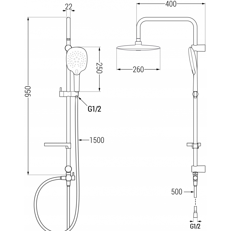 Mexen X22 colonna doccia, cromo - 798222291-00
