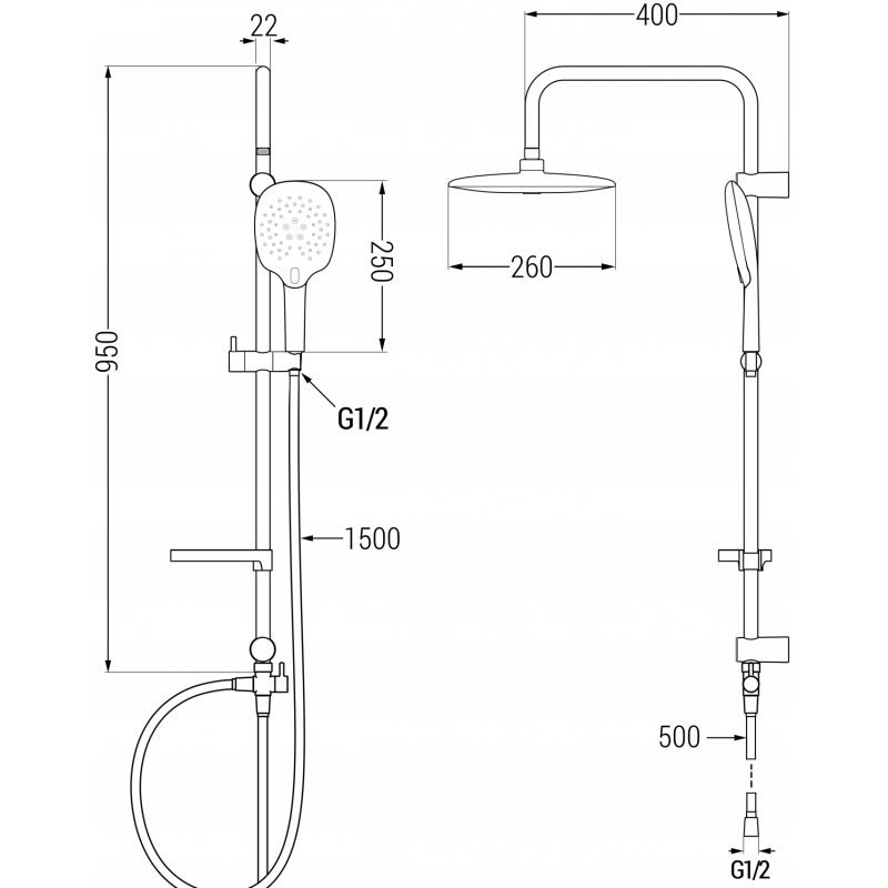 Mexen X22 Shower Column, Chrome - 798222291-00