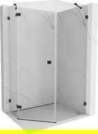Mexen Lunar cabine de douche pentagonale battante gauche 80 x 90 cm, transparent, noir - 831-080L-090P-70-00-L