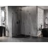 Mexen Lunar cabine de douche pentagonale pivotante gauche 80 x 90 cm, transparent, noir - 831-080L-090P-70-00-L