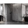 Mexen Lunar cabine de douche pentagonale pivotante gauche 80 x 90 cm, transparent, noir - 831-080L-090P-70-00-L