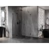 Mexen Lunar cabine de douche pentagonale pivotante gauche 80 x 90 cm, transparent, noir - 831-080L-090P-70-00-L