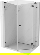 Mexen Lunar L cabina doccia pentagonale a battente destra 80 x 100 cm, trasparente, nera - 831L-080P-100L-70-00-P