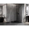 Mexen Lunar pentagonal shower enclosure hinged right 80 x 100 cm, transparent, black - 831-080P-100L-70-00-P