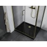 Mexen Apia Duschkabine Schiebetür 120 x 70 cm, transparent, gold + Duschwanne Flat, schwarz - 840-120-070-50-00-4070G