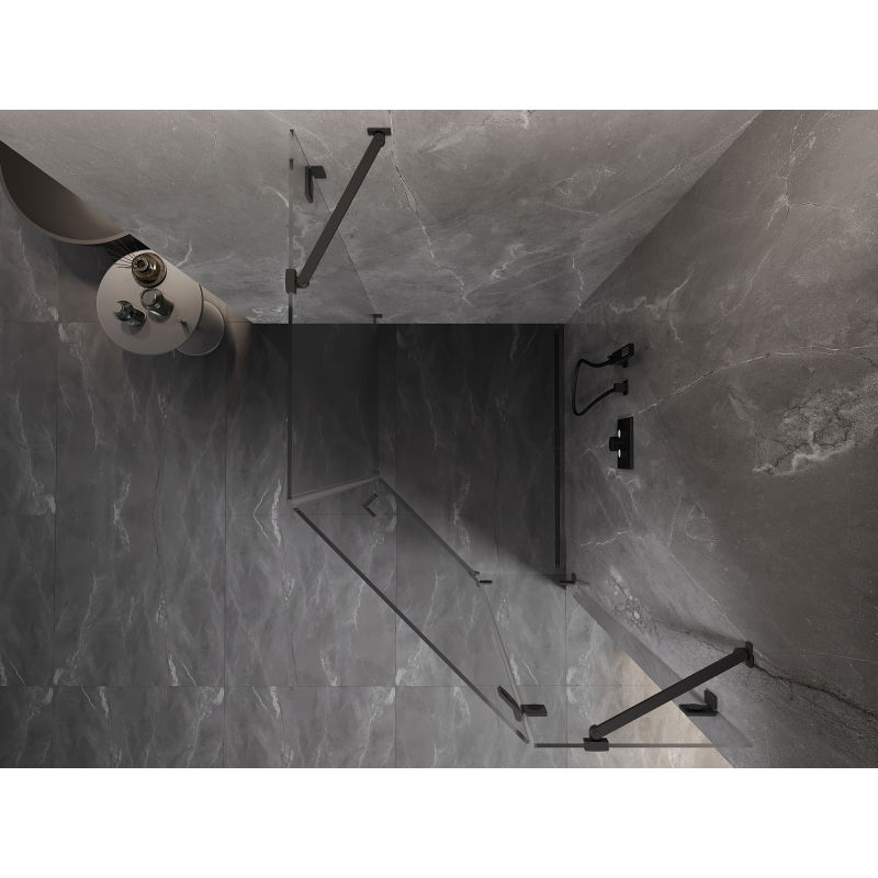 Mexen Lunar pentagonal right-hand hinged shower cabin 80 x 100 cm, transparent, gun metal - 831-080P-100L-95-00-P